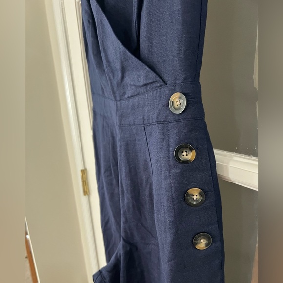 Boden Dorothea Linen Blend Cropped Jumpsuit - size 2 - navy - 55% linen blend - Picture 5 of 10